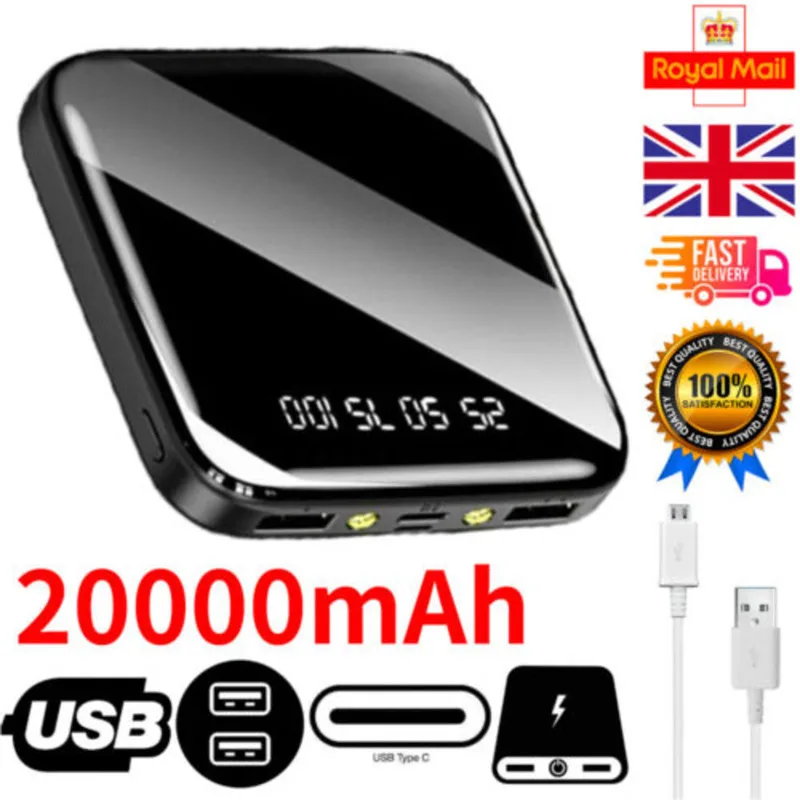 Power Bank 20000Mah Fast Charger Pack External Battery Portable For Mobile Phone