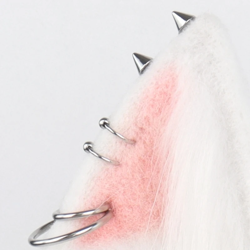 E15F قابل للتعديل فروي القطط الأذن خوذة لعيد الهالوين كرنفال تحت عنوان زي الحدث