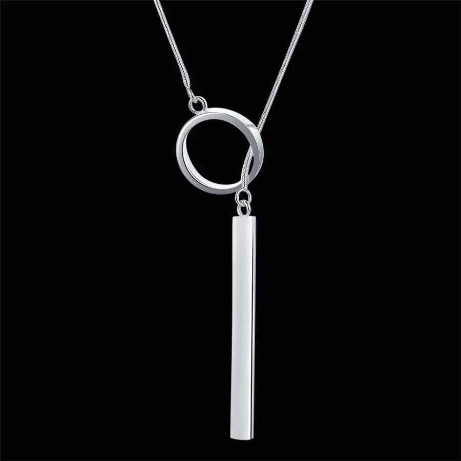 

Hot 925 Sterling Silver Rectangular Pendant Necklace Jewelry Wholesale High Quality Fashion Charm Women Wedding Party 45cm