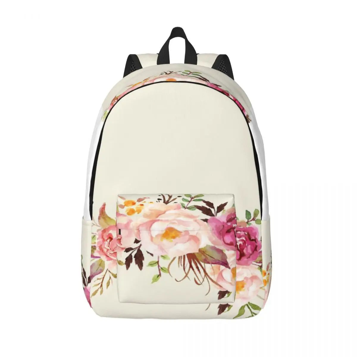 

Романтический акварельный букет цветов. Простой и стильный рюкзак. Холщовый рюкзак. Сумки для женщин.