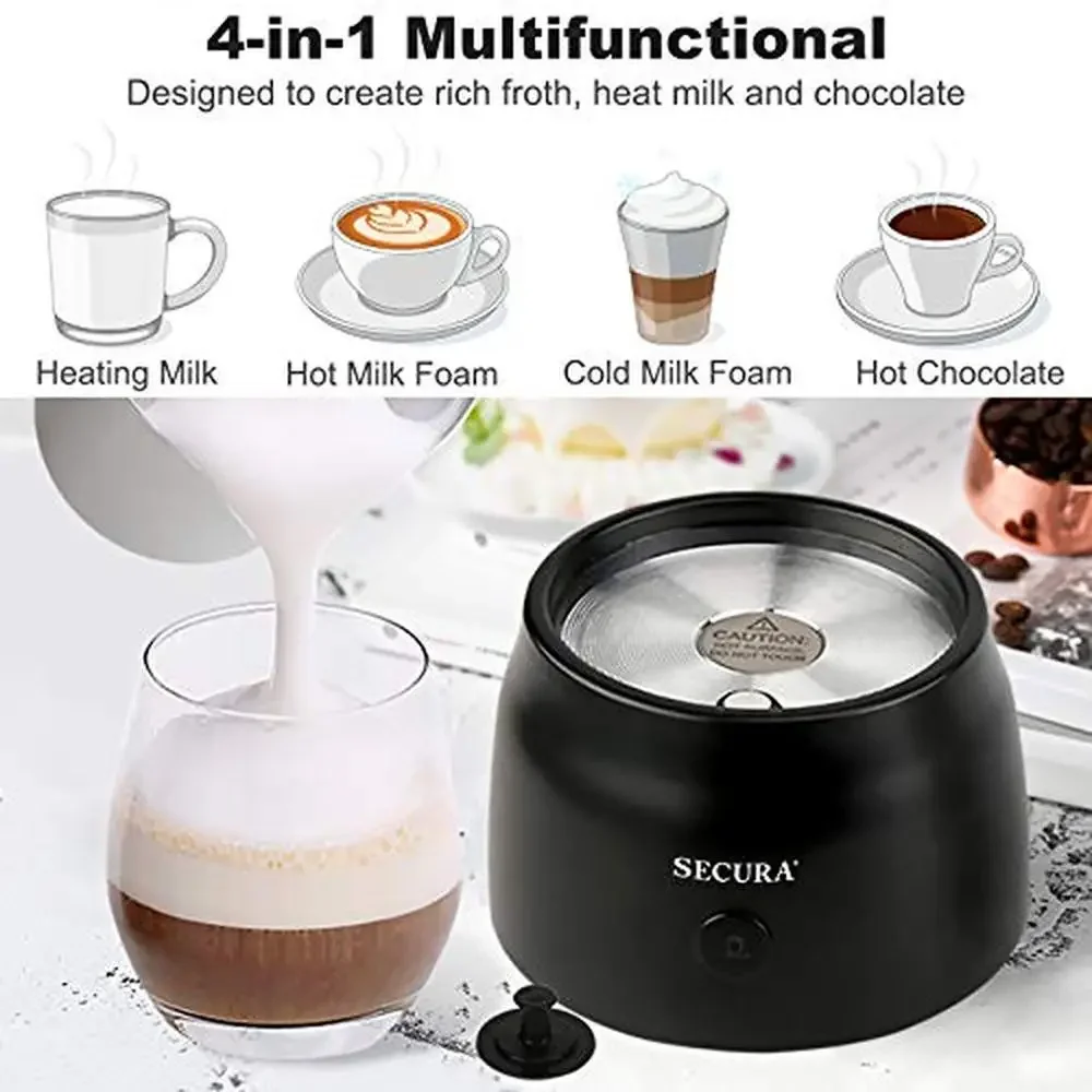 Electric Stainless Steel Milk Frother & Hot Chocolate Maker 17oz Detachable Base Automatic Hot/Cold Foam Large Capacity Creamy