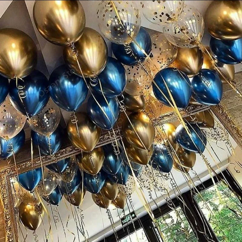 10pc Confetti Balloons Chrome Metallic Latex Transparent Helium Balloon Baby Shower Birthday Party Adult Wedding Decoration Ball