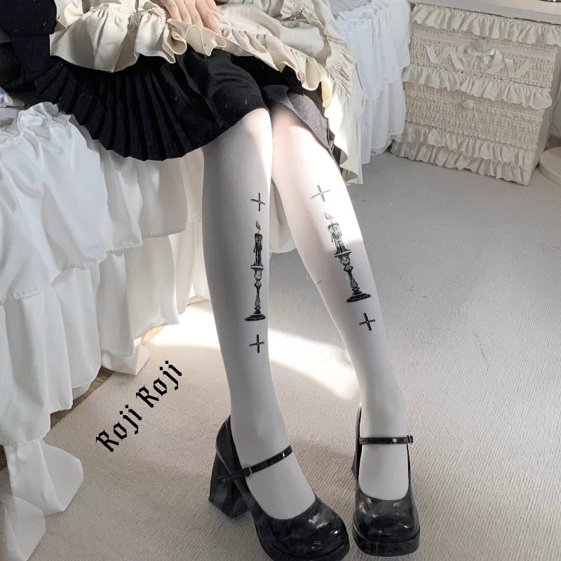 

New Maid Gothic Style Pray Lolita Socks Women Spring Summer 80D Velvet Print Tights Lolita Sweet Japanese Y2K Style Lo Socks