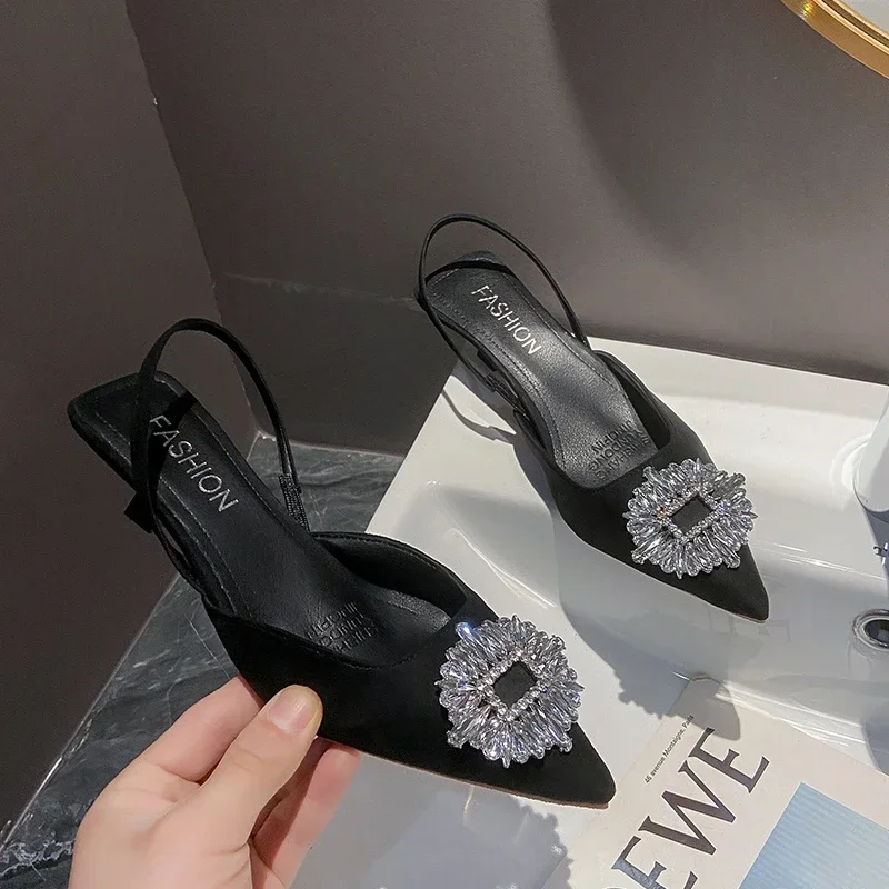 Shoes Women Sandals Pointed Toe Flats Female Shoes Casual Outside Shallow Spring Summer Rhinestones Flat With Ladies Flats Bling image 4
