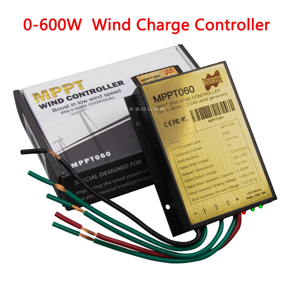 600w 25A Wind Charge Discharge MPPT Controller IP68 Waterproof Regular Auto Match Wind Output 12/24v Voltage Wind Power System