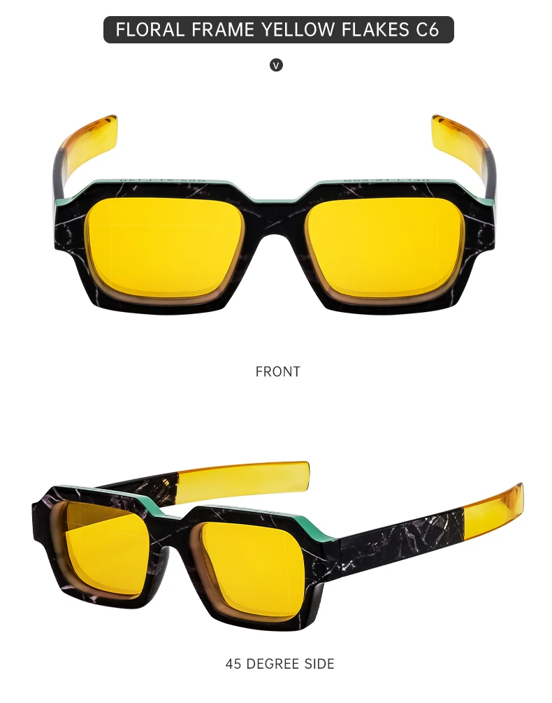 Vintage quadratische Punk Sonnenbrille Männer Frauen Luxusmarke Mode Rechteck Sonnenbrille für männliche zweifarbige Brillen mit dickem Rahmen – Detail 18