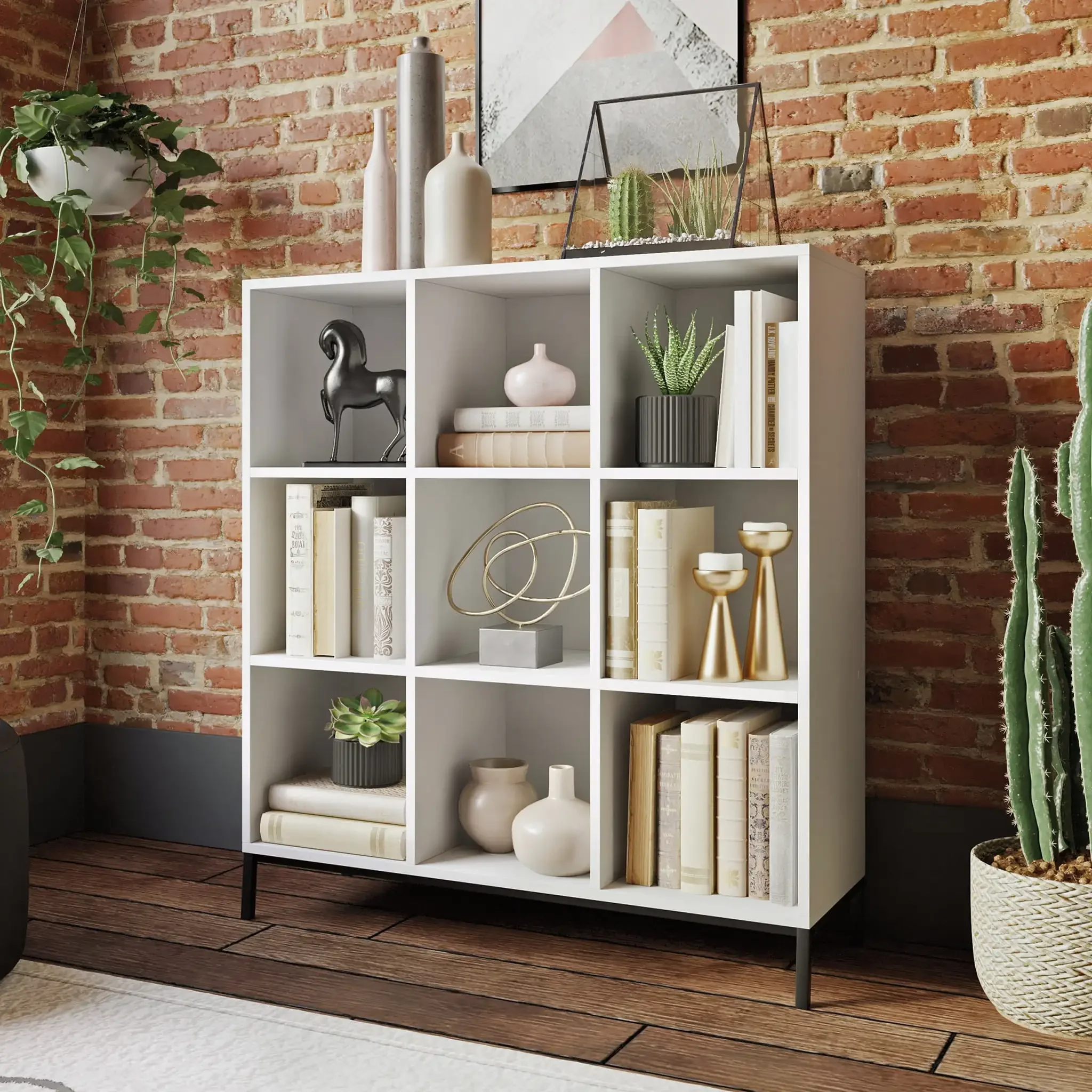 

New North Avenue 9-Cube Cubby Organizer Bookcase, White Finish