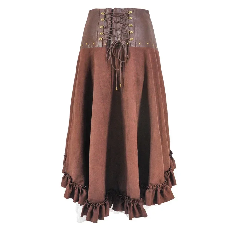 Victorian Medieval Steampunk Clothing Leather Dress Vintage Sexy Skirt Gothic Clothing Women Skirts Carnival Dress Up Party