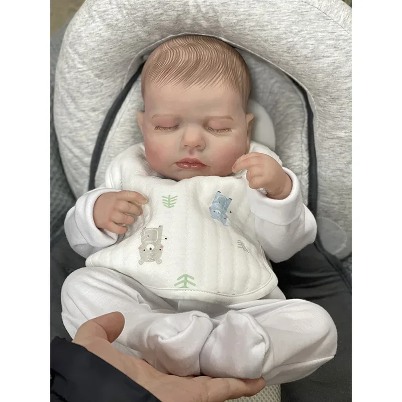 

49CM Reborn Baby Doll Loulou Soft Touch Lifelike Bebe Reborn Sleeping Baby Hand Paint Skin with Many Details Veins Kids Toys