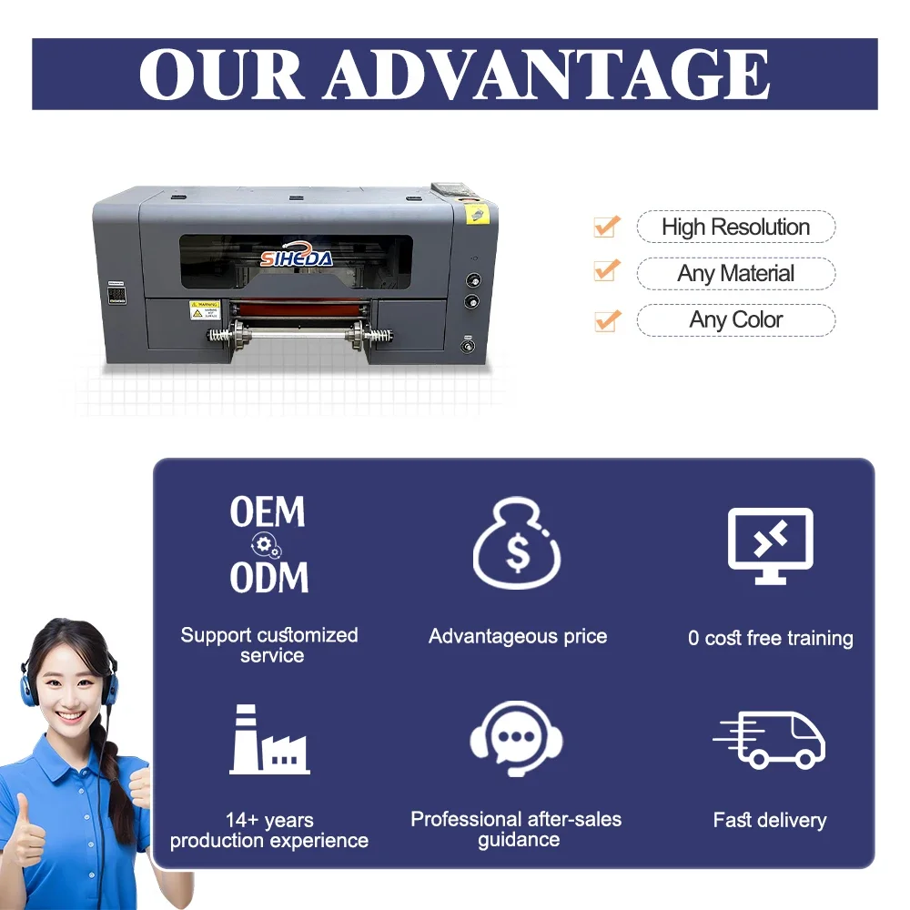 High quality uv dtf printer 30 cm i3200 roll to roll uv dtf machine crystal label uv dtf printer with laminator