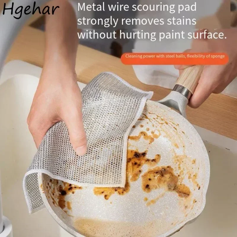 Metal Wire Dishcloth Kitchen Solid Reuseable Nonstick Oil Portable House Multipurpose Clean Save Effort Strong Decontamination