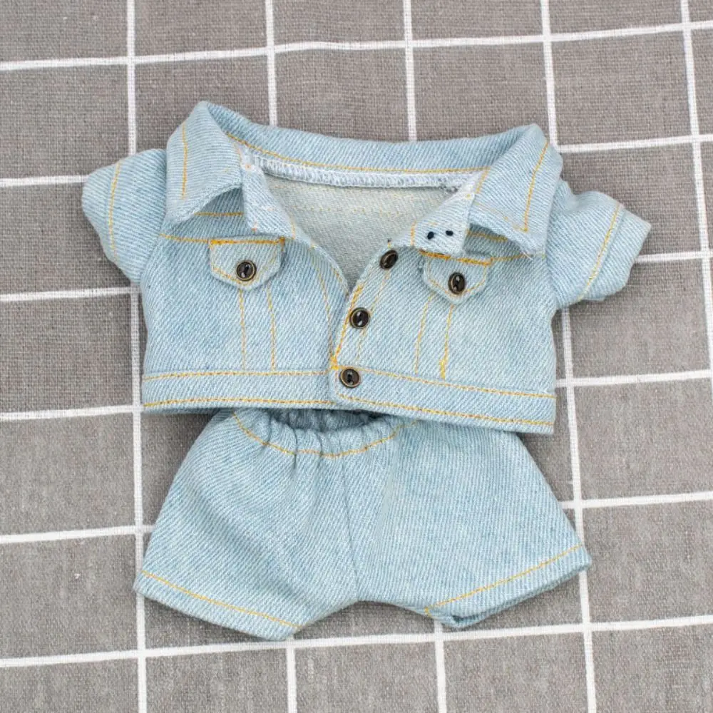 Children's Gift Casual Wears Cotton Doll Jeans Daily Outfit Dress Up Doll Jacket Pants Handmade Denim Doll Coat Tops 15cm/20cm