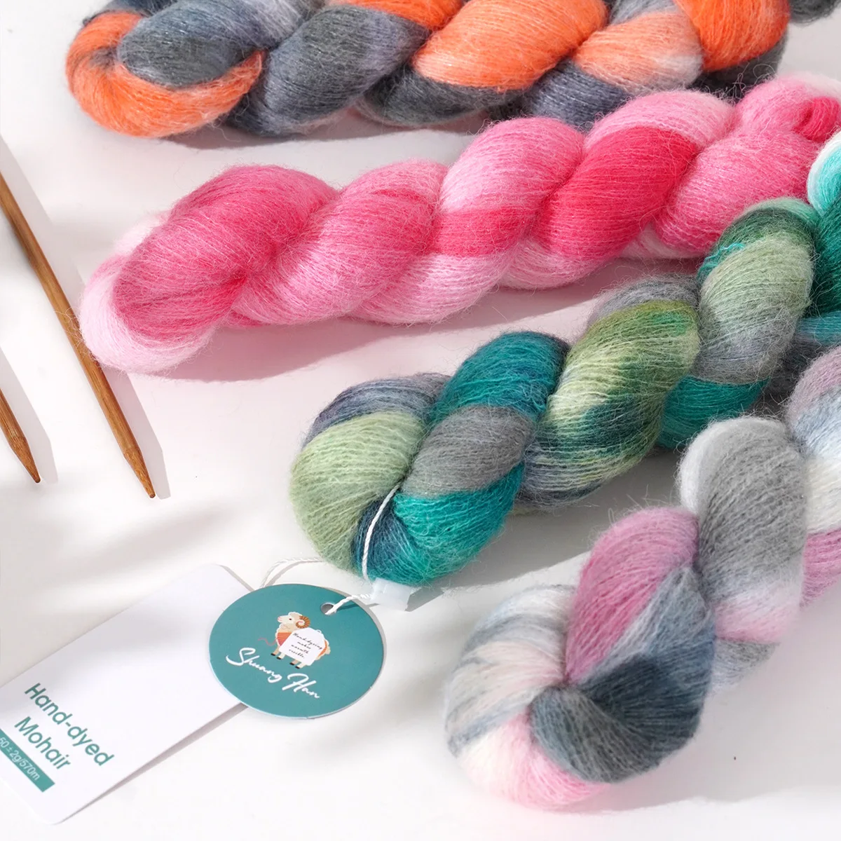50g Hand-dyed Silk Mohair,Colorful Segment Dyeing Fancy Wool Yarn with Patterned Designs,Crocheted Shawl Jacket Fine Wool Yarn