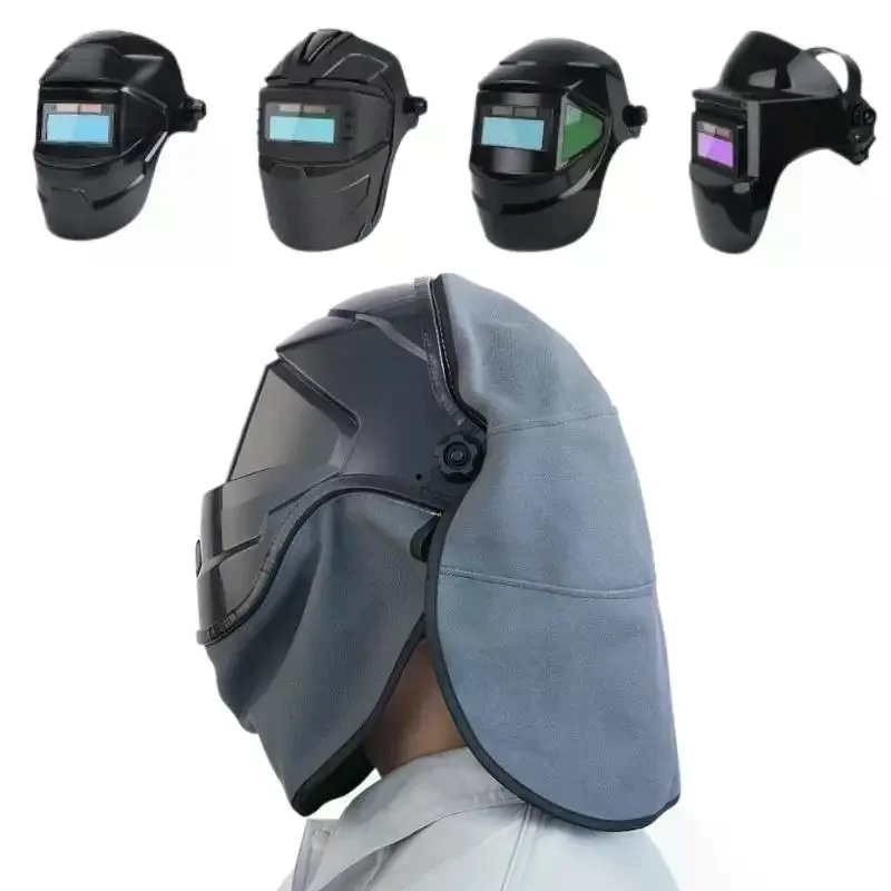 1 Set Welding Helmet Cover with Bib Anti-Splash Press Fit Seal Weld Accessory for Professional Welder Outdoor Construction Work