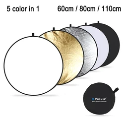 PULUZ 5 Color in 1 Photography Reflector Board 60cm / 80cm / 110cm Folding Photo Studio Reflector Disc