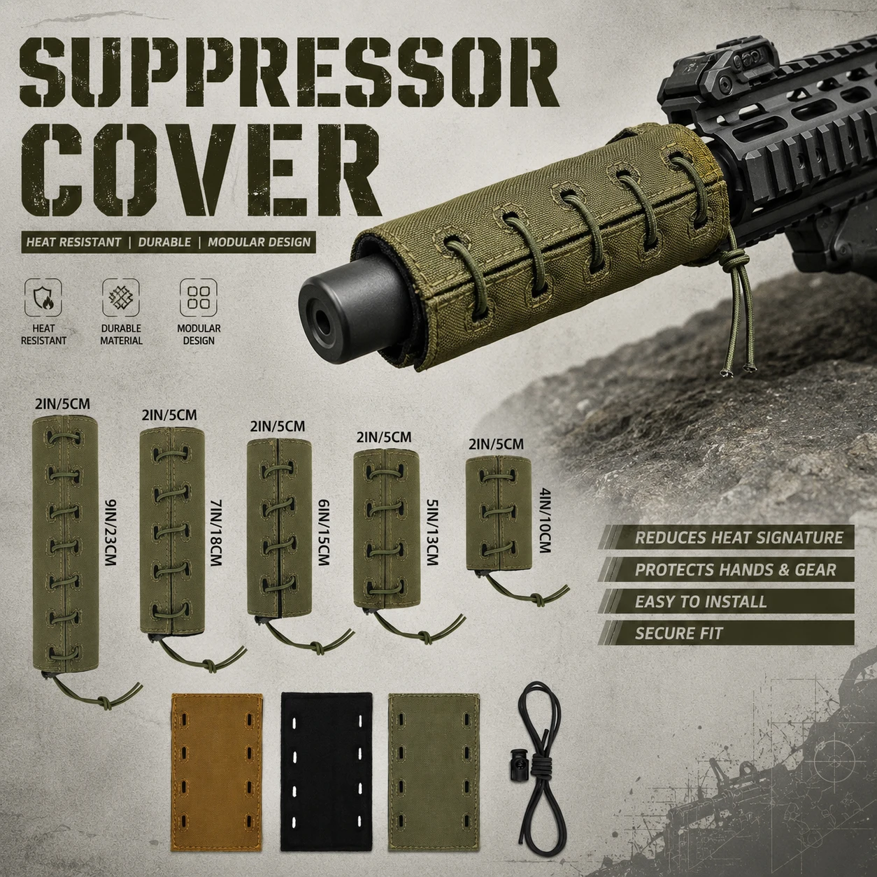 

Tactical Suppressor Cover Heat Shield Silence Protective Sleeve Paintball Airsoft Rifle Hunting Shooting Camo Pouch Accessories