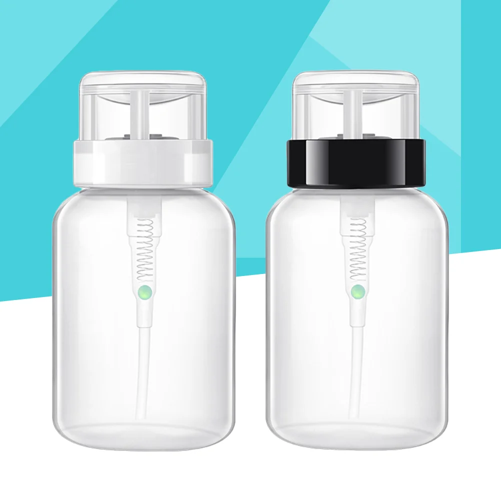 

2 Pcs Nail Push down Lockable Pump Dispenser Bottle Clear Polish Remover Bottles with Water Pumping Liquid Storage