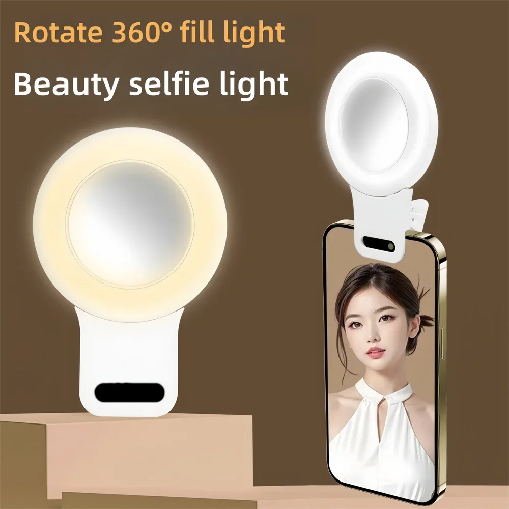 3 Stop LED Selfie Ring Light Clip Fill Light Universal Mobile Phone Portable Mini Durable Practical Dimming Circle Photography