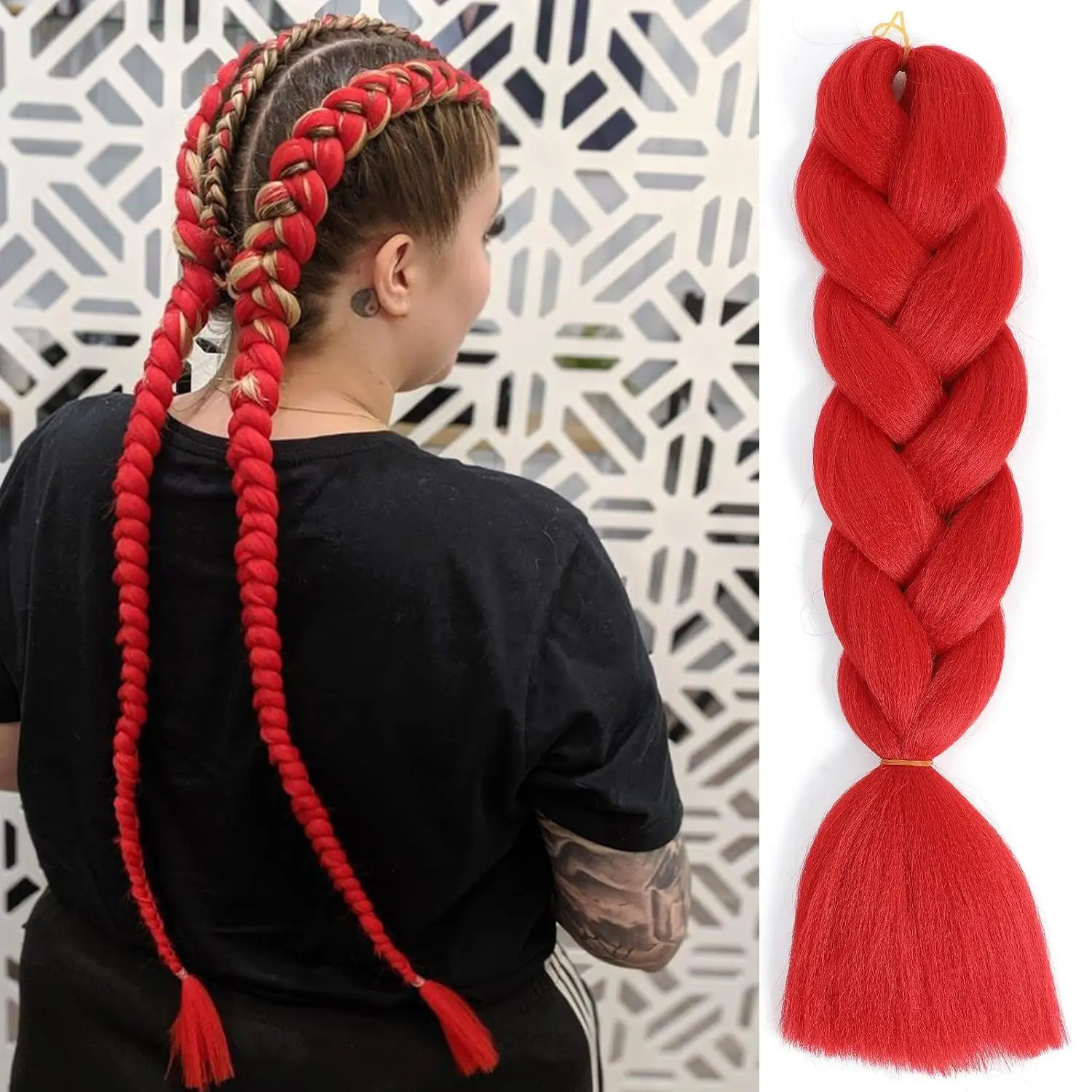 Red Braiding Hair Fake Braids In Hair Extensions One pack Red Hair Extensions High Temperature Jumbo Braiding Hair  Synthetic