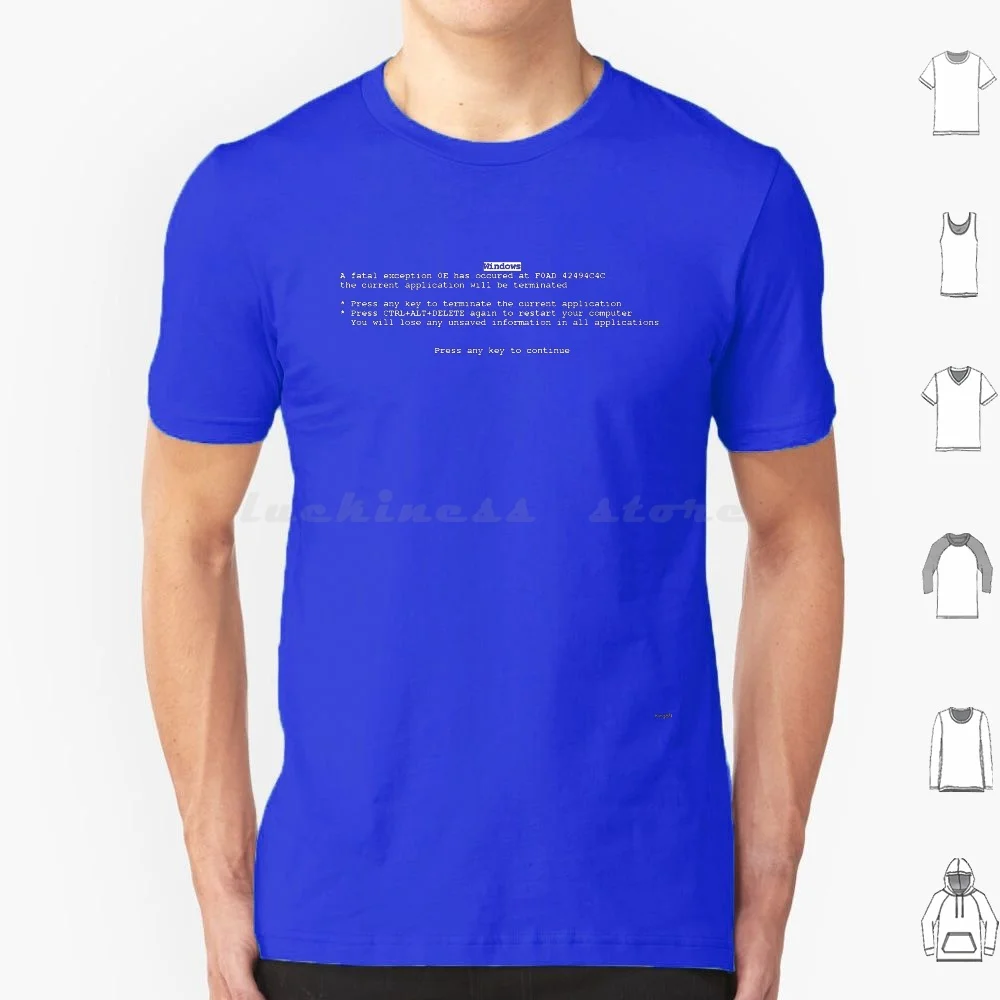 Windows Blue Screen Of Death Bsod T Shirt Cotton Men Women Diy Print Windows Blue Screen Of Death Bsod Blue Screen Death