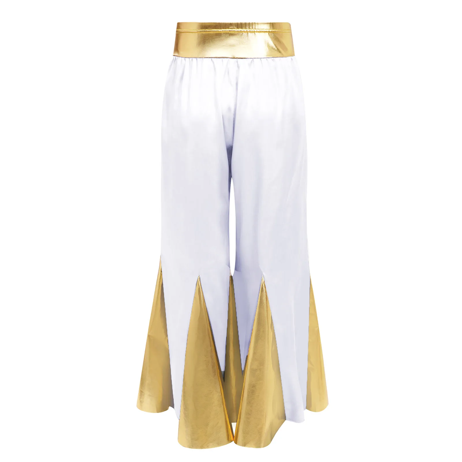 أطفال بنات السراويل المعدنية جوقة أداء زي الليتورجي الثناء العبادة الغنائية الرقص السراويل كتلة اللون جرس القاع