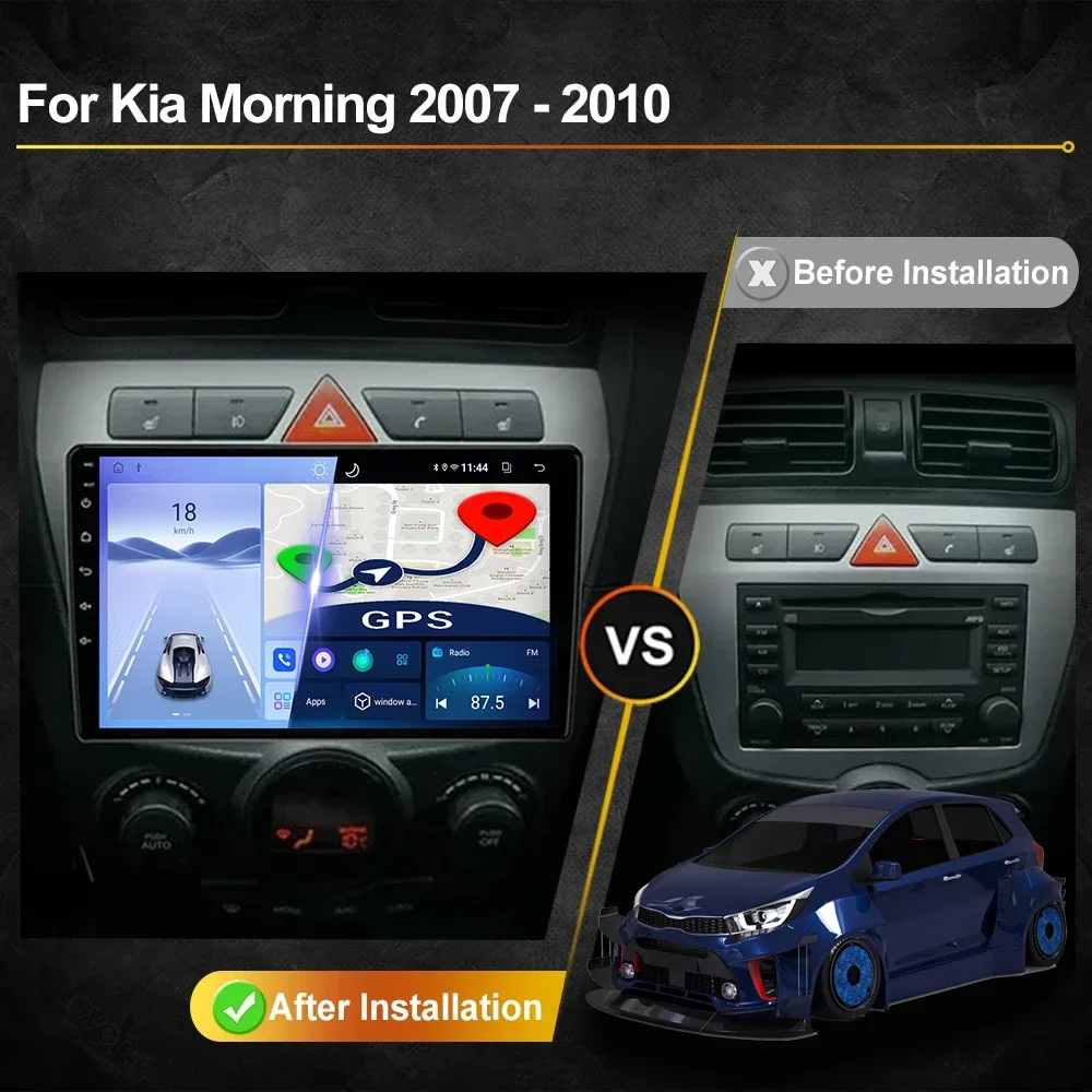 For Kia Morning Picanto 2007-2010 Car Radio Android Automotive Multimedia Player Navigation GPS Carplay Touch Screen Auto Stereo