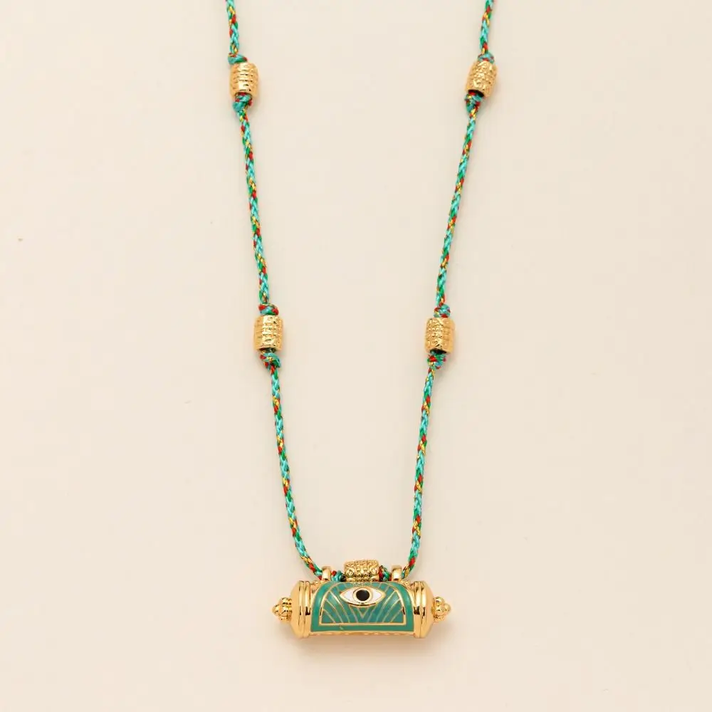 Sweet Devil's Eye Devil's Eye Necklace Women Beads Weave Metal Chain Necklace Vintage Tassel Punk Gothic Necklace Ladies