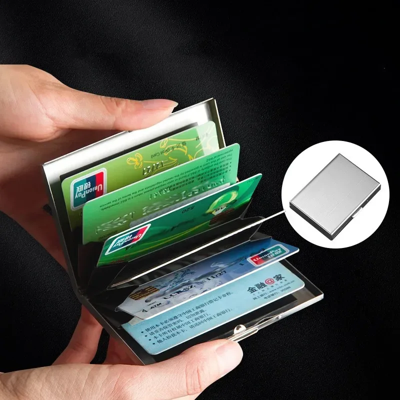 ID Credit Card Holder Box Purse Matel Cards Organizer Case Cover for Band Business Cards ID Smart Card Storage Holder Sleeve