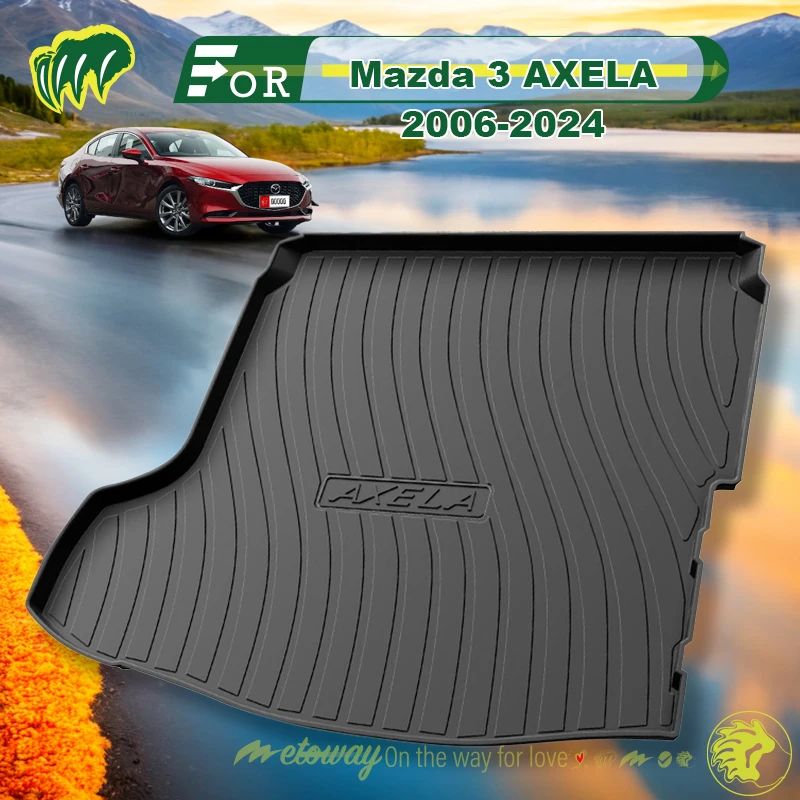 

For Mazda 3 AXELA 2006-2024 Custom Fit Car Trunk Mat All Season Black Cargo Mat 3D Shaped Laser Measured Trunk Liners