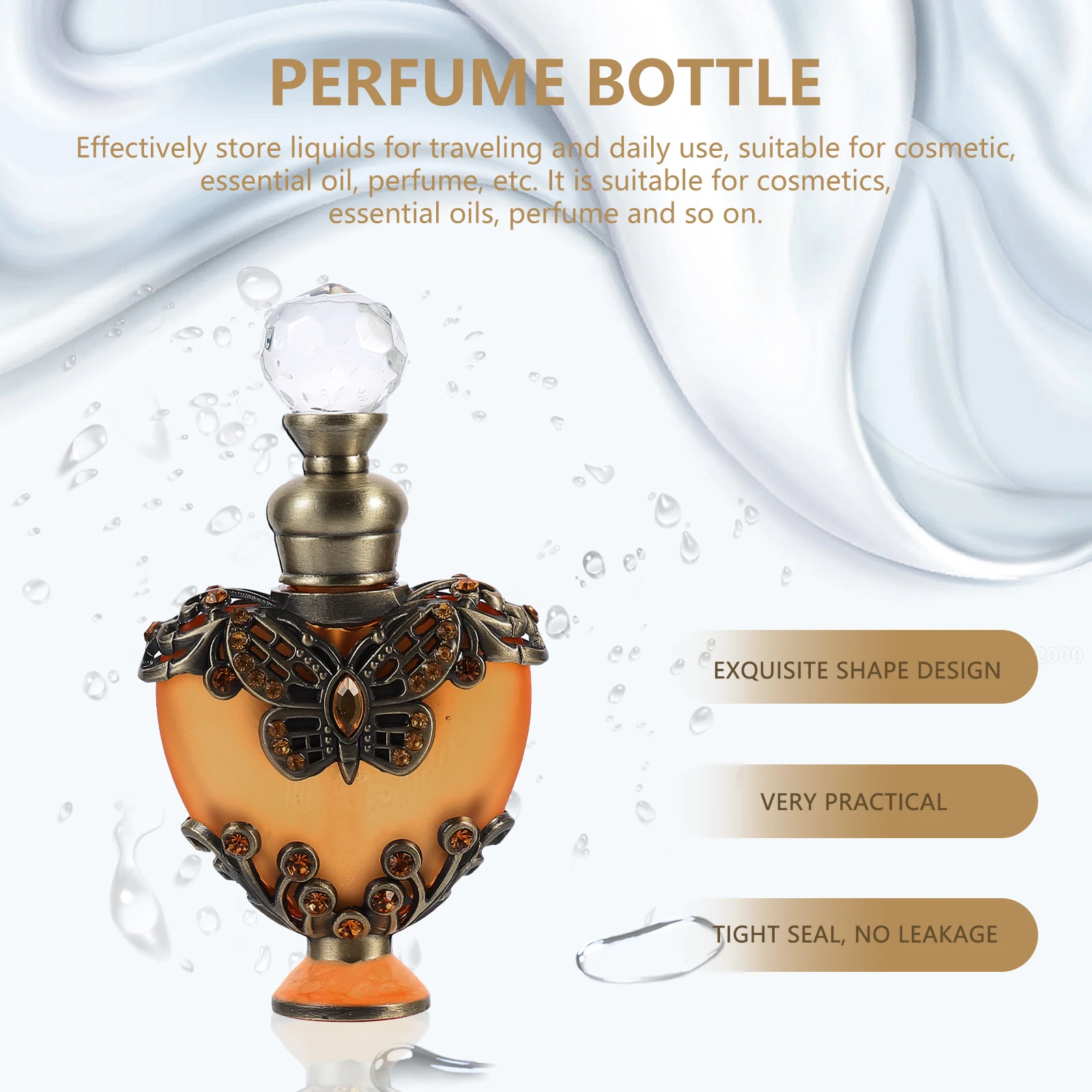 Butelka na perfumy w kształcie serca, atomizer wielokrotnego użytku, vintage, podróżny pojemnik na zapach.