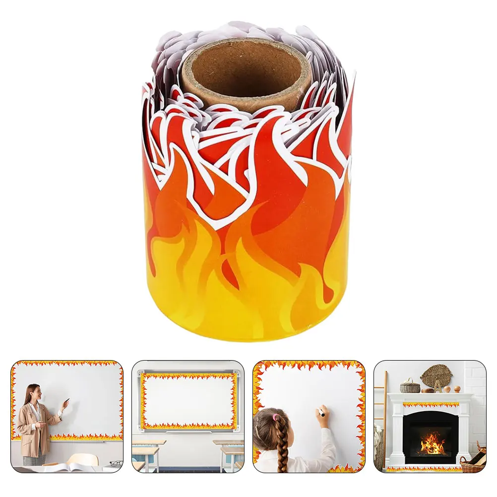 

Flame Border Sticker Black Bulletin Board Trim Rolled Decals Classroom Decorations Foldable Paper Stickers For