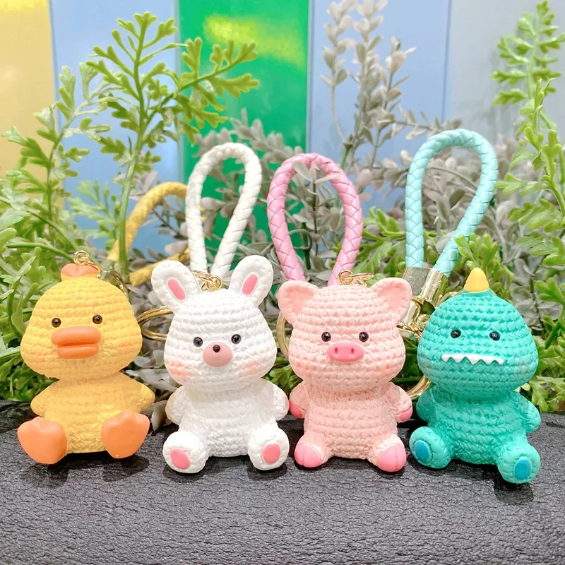 Desenhos animados Bonito Resina Animal Keychain Moda Criativa Saco Acessórios Decoração Charme Kawaii Casal Charme Car Keychain Pequenos Presentes