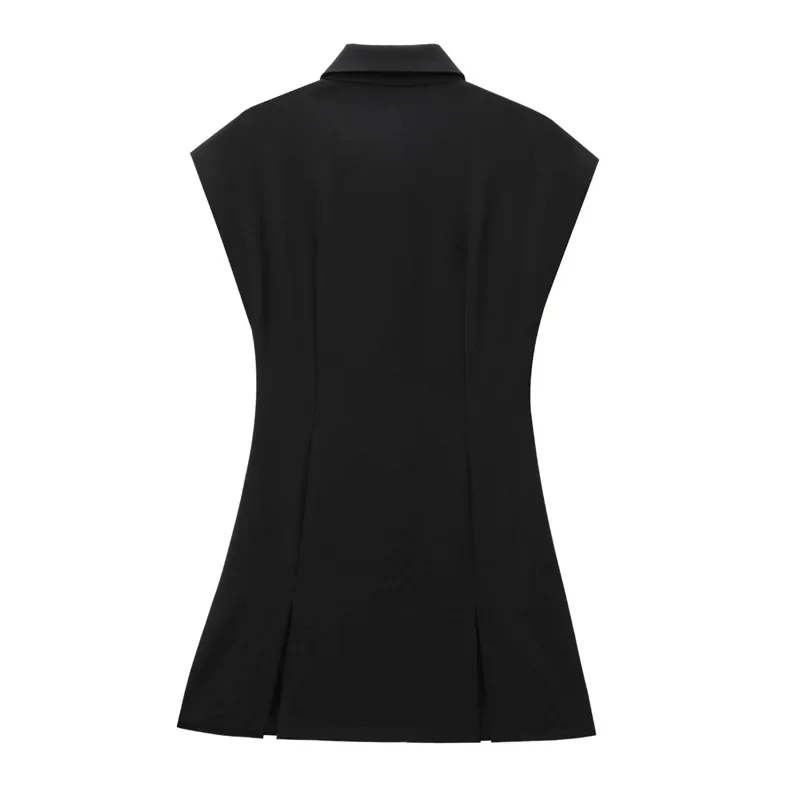 TRAF Sleeveless Mini Dress Woman Black Zipper Short Dresses for Women Holiday Summer Dress Woman 2024 Autumn Basic Dress Women