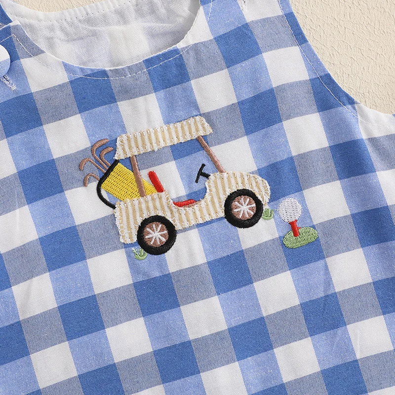 Infant Unisex Sleeveless Round Neck Rompers with Cute Elephant Embroidery Soft and Comfortable Newborn Playsuits for Boys and