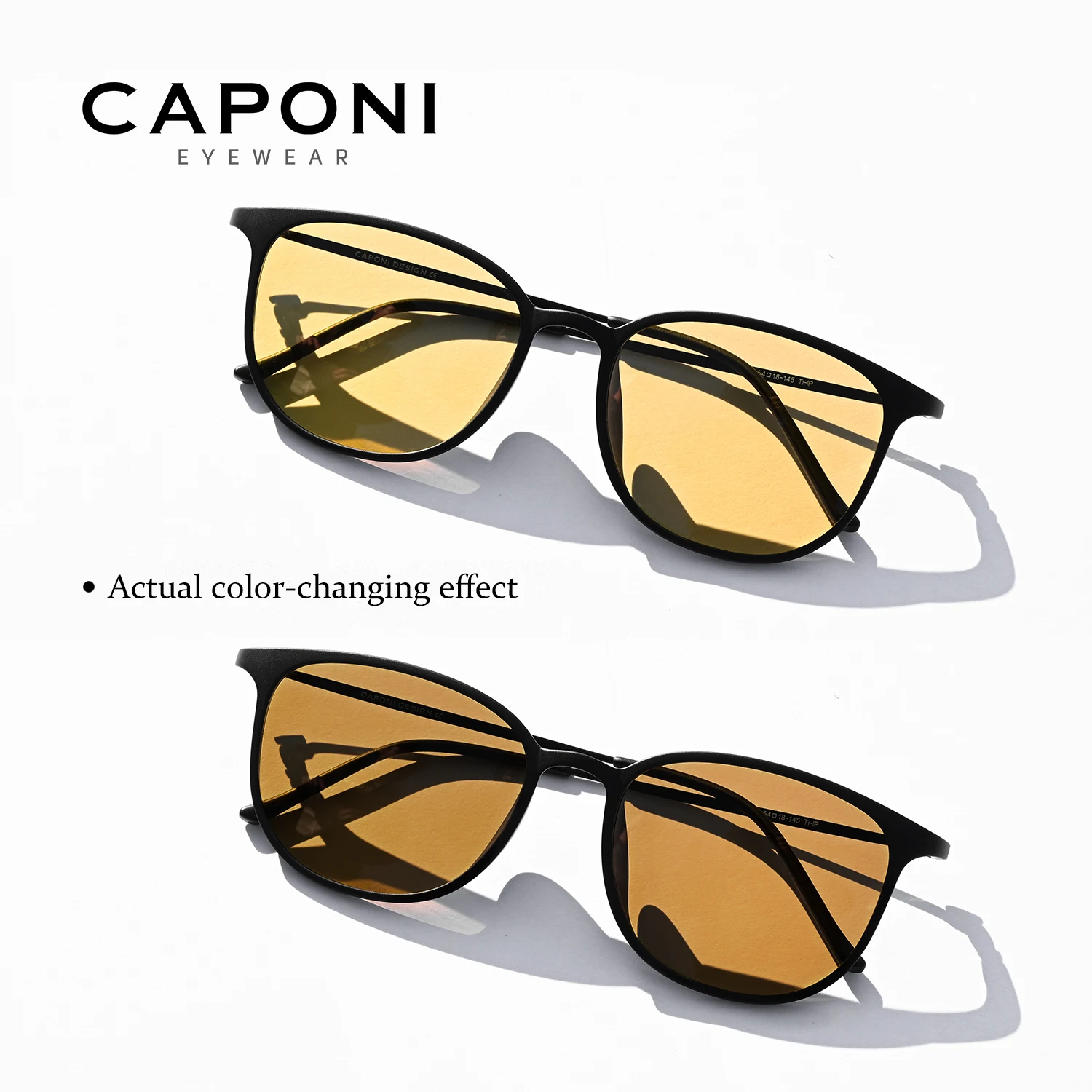CAPONI, gafas de sol fotocromáticas para hombre, montura TR de pierna de titanio β, gafas Vintage para exteriores, gafas de sol de visión nocturna para hombre BSYS520