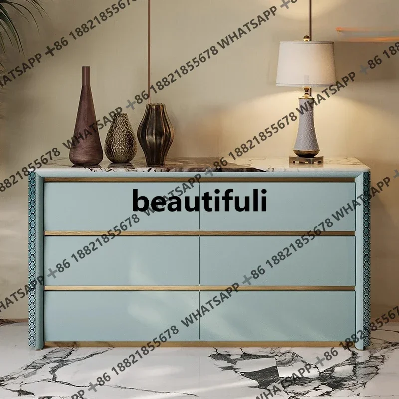 

ZJItalian light luxury six-drawer chest of drawers fashion marble high-end TV cabinet bedroom storage entryway storage cabinet
