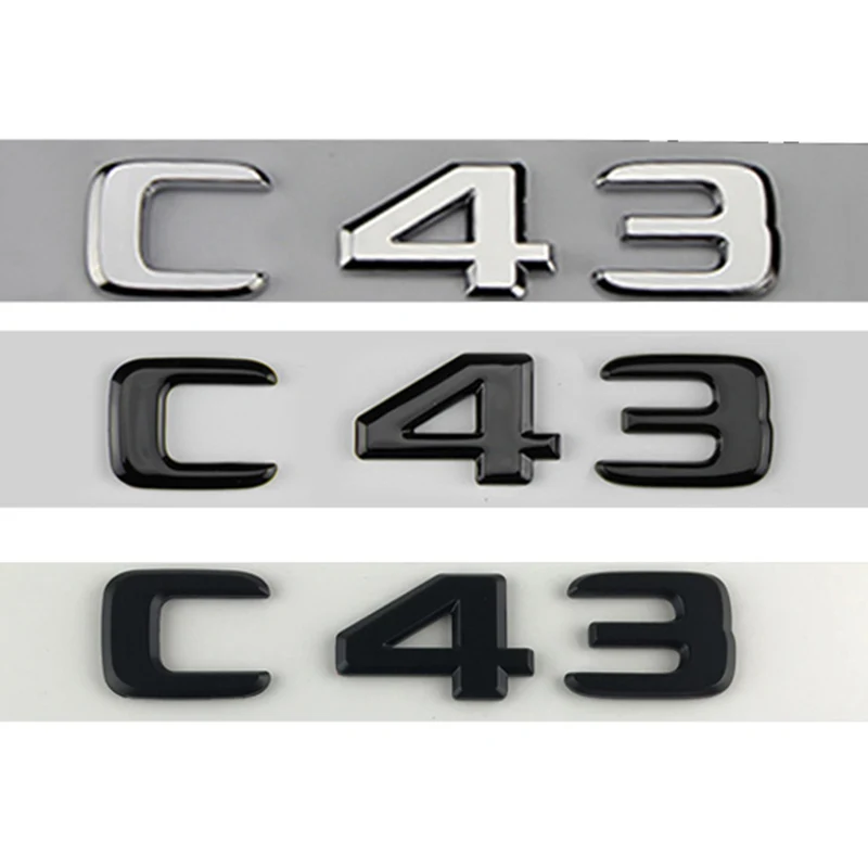 

3d ABS Chrome Black C 43 Logo C43 Emblem Car Trunk Badge Decal For Mercedes C43 AMG W205 W204 Letters Sticker Accessories