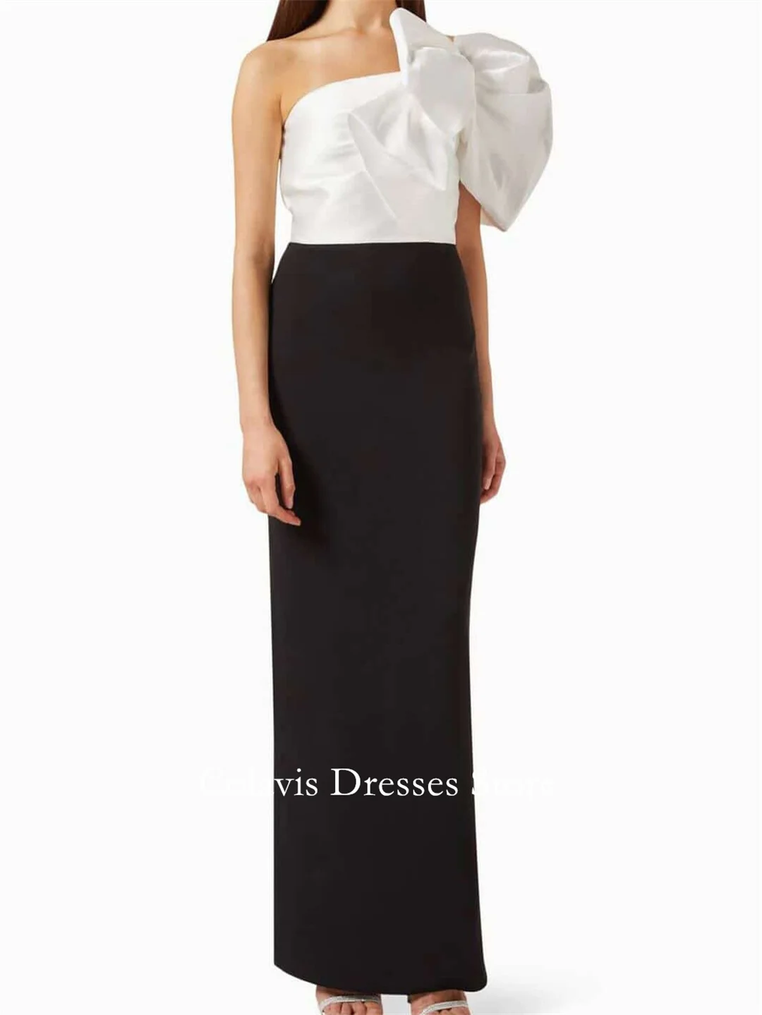 2025 personalizado um ombro sem mangas cetim preto branco vestidos de baile vestido de noite feminino vestidos de noite formal vestido de festa