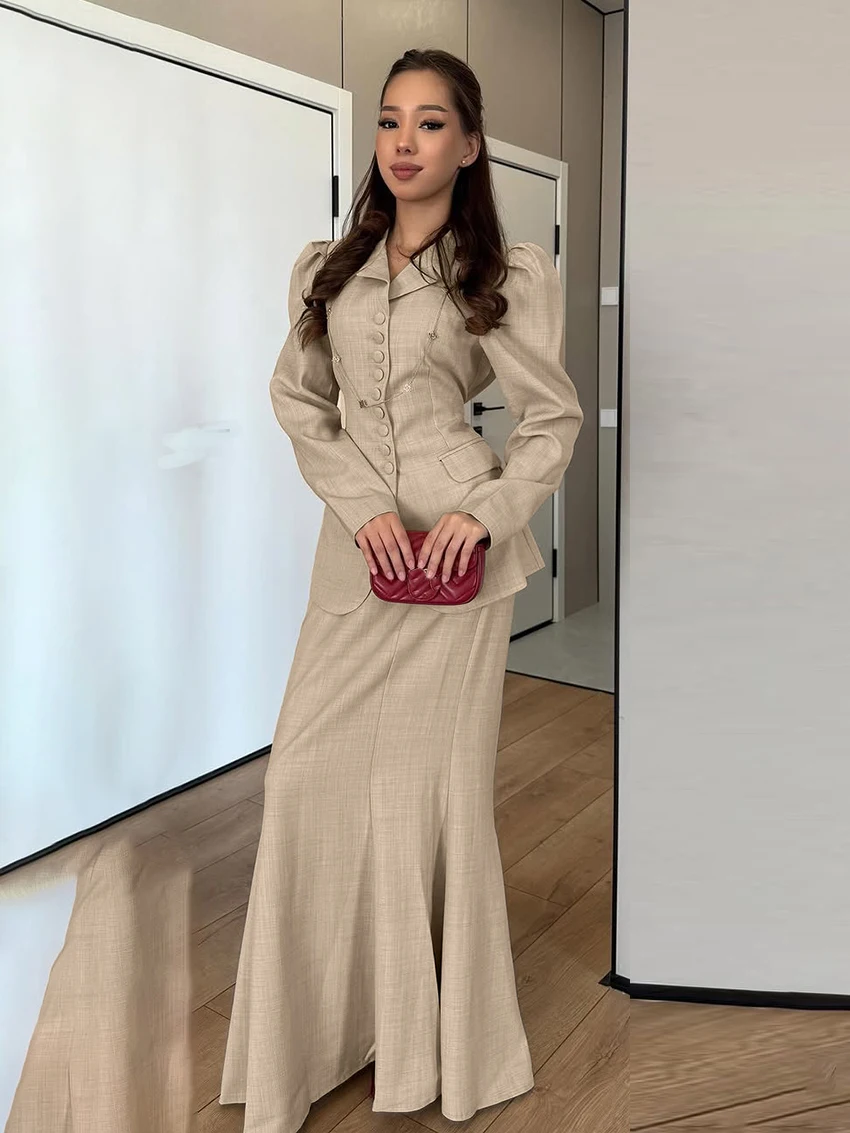 

Mathaqiqi Elegant Femme Sleepwear Set Long Sleeve Pajama Sexy Turn-Down Collar Nightgown Long Skirts Women Nightwear Suit Winter