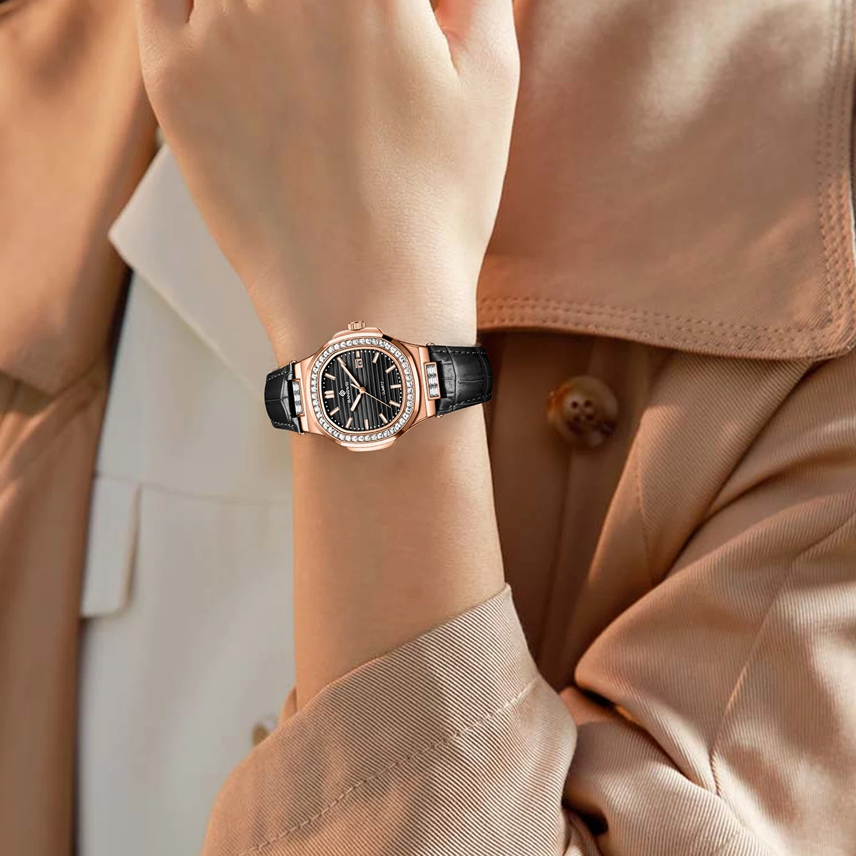 BANGWEI 2026 Hot Brand Fashion Leather Diamond Watch Women Luxury Gift Luminous Quartz Wristwatc Student Fashion Quartz Watches