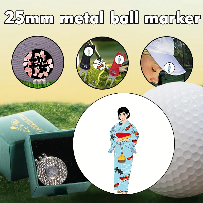 magnetic clip, used for cute and fun golf caps with movable ball markers, golf accessories,push rod, push rod alignment，Japanes