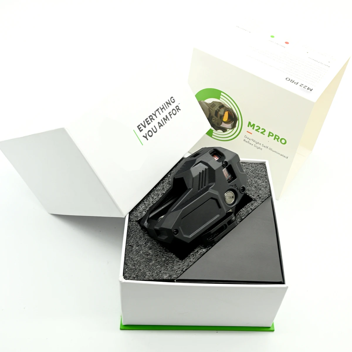 2025 جديد M22 PRO ألياف بصرية حقيقية منظر نقطة حمراء رؤية عاكسة ذاتية الإضاءة 10 MOA مثلث أحمر/أخضر نطاق بندقية شبكاني
