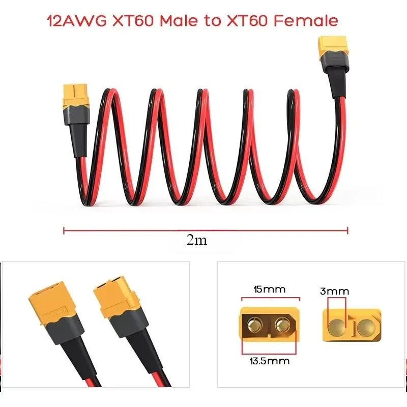 Cable de carga Solar para conector macho a hembra XT60 para ALLPOWERS R600 R1500 R2500 S2000 Ecoflow RIVER y DELTA Anker SOLIX