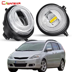 2 Pieces 30W Car Front Bumper LED Fog Light Assembly For Mazda 5 2005-2010 H11 Canbus Lens Fog Daytime Running Lamp DRL 6000LM