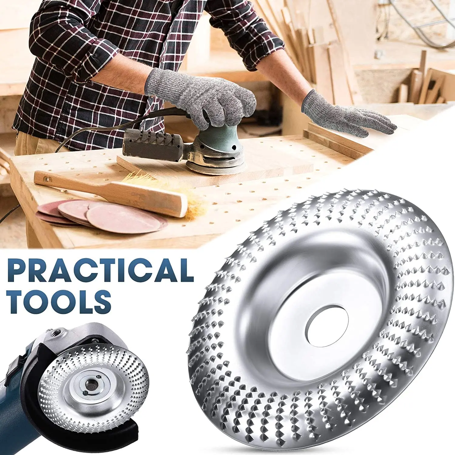 2pcs Woodworking 5/8 Inch Hole Angle Grinder Abrasive Disc 6 Teeth Turbo Carving Disc for Polishing Shaping Grinding Wheel Plate