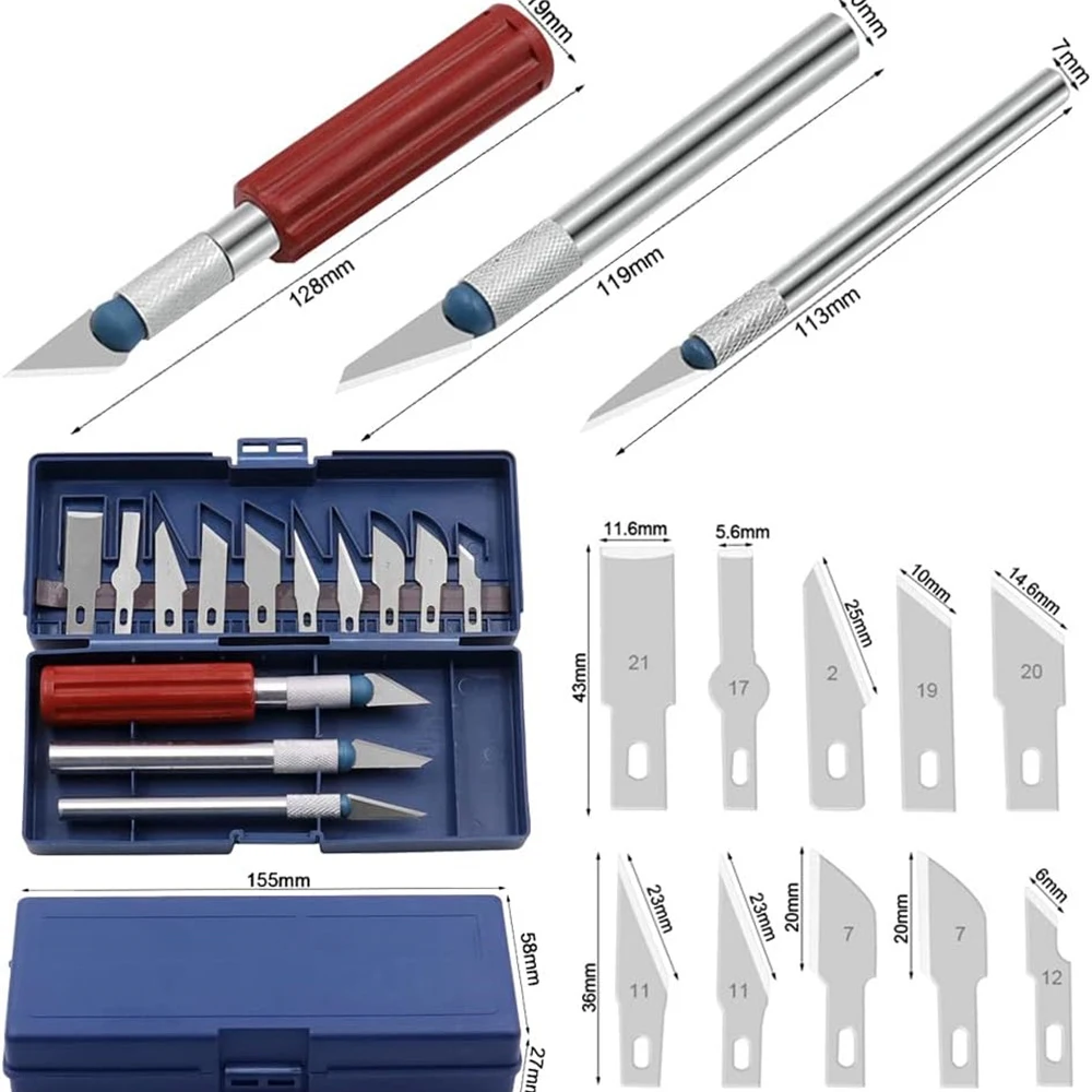 13pc Precision Knife Set Kit Exacto Knives Blades Craft Razor Sculpting Art Tool Alloy Sharp Blade Mud Sculpture Paper Carving image 6