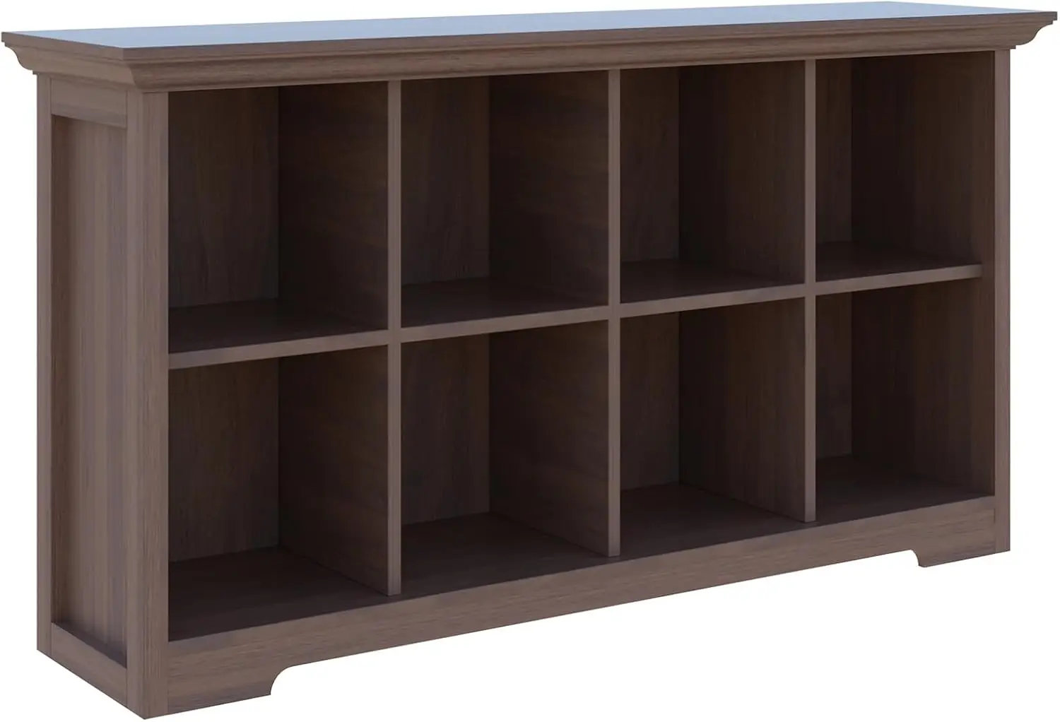 

8-Cube Bookshelf with Base, 2-Tier Wooden Storage Cabinet, Low Shelf for Living Room, Walnut