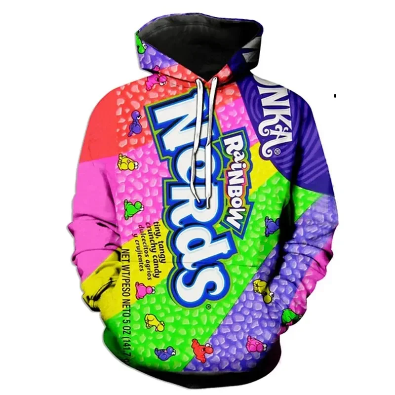 Autumn and Winter New Snack Candy Bean Pattern 3d Printed Men's Hoodie Street Fun Fashion Pullover Oversized Men's Clothing