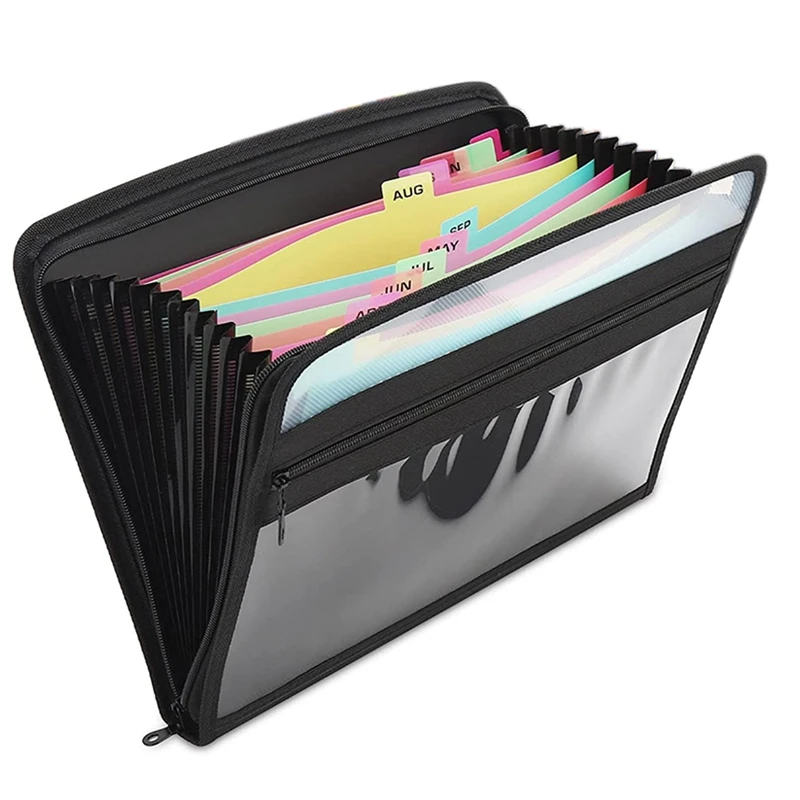 

Color File Folder With Zipper,13Pocket Expandable File Holder,A4 Letter Size File Storage,Suitable Forclassroom,Office