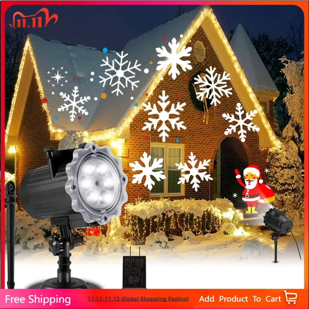 10 Card Christmas Projector Light 8 Patterns Animation Effect Stage Spotlight with Remote Halloween Party Garden Projector Light